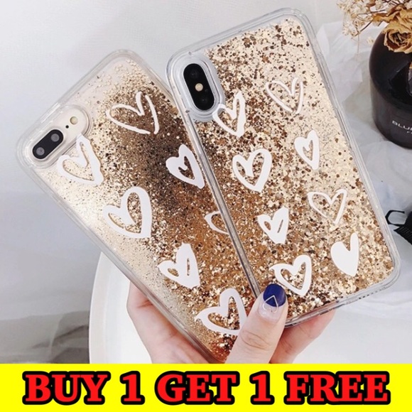 Accessories - FINAL SALE iPhone 7+/8+ Case Liquid Glitter Hearts